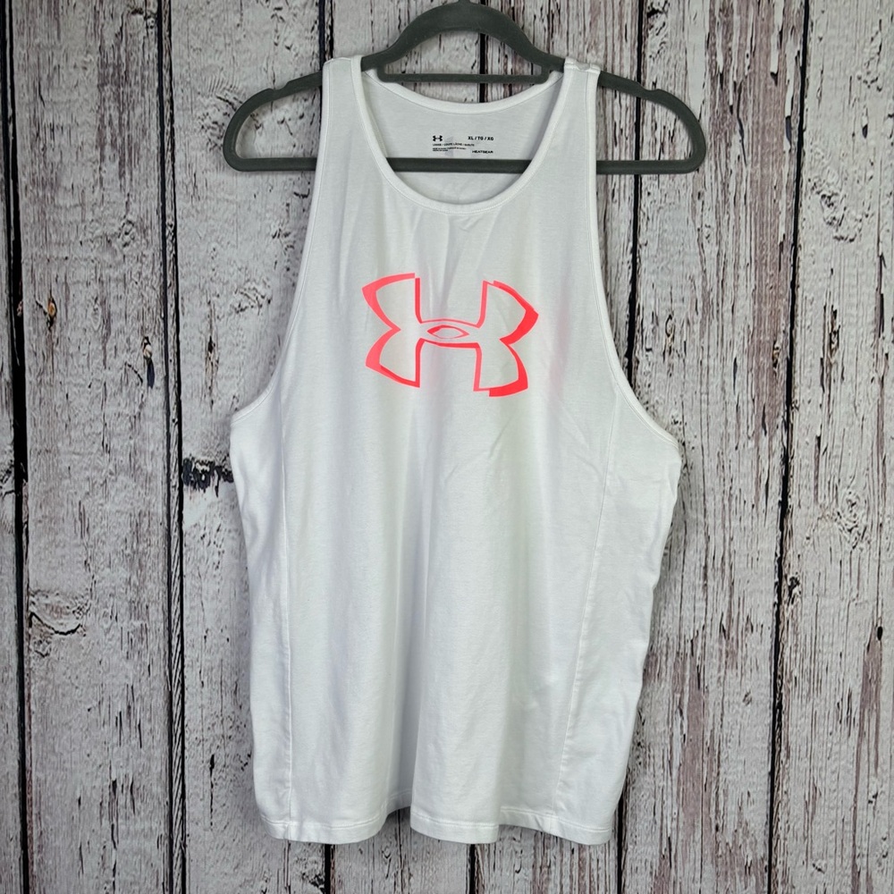 Under Armour Activewear Tank Size XL Extra Large Loose‎ Fit Heat Gear White Neon
